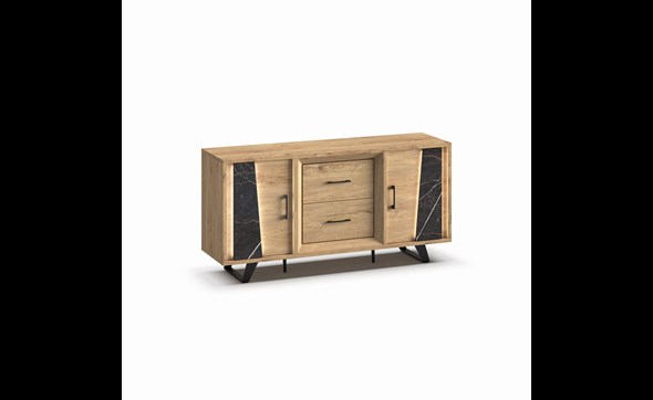 Buffet-2-portes-2-tiroirs-Richard-millenium-oak-nature-zebra-marble-K545ZEB-DR3-180cm-Evan