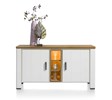 Buffet-2-portes-3-niches-led-Arizona-40878-decor-chene-massif-placage-blanc-plateau-bois-140cm-Habuf