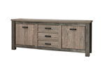 Buffet-2-portes-3-tiroirs-Mali-decor-bois-brun-fonce-aspect-acier-K538-DR6-228cm-Meubar