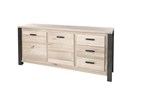 Buffet-2-portes-3-tiroirs-Tomba-decor-bois-chene-vieux-imitation-acier-K497-DR7-203cm-Meubar