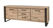 Buffet-2-portes-3-tiroirs-Udine-decor-parquet-naturel-noir-mat-K632-DR1-239cm-Evan