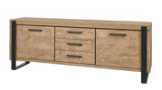 Buffet-2-portes-3-tiroirs-Udine-decor-teck-orange-noir-mat-K661-DR1-239cm-Evan