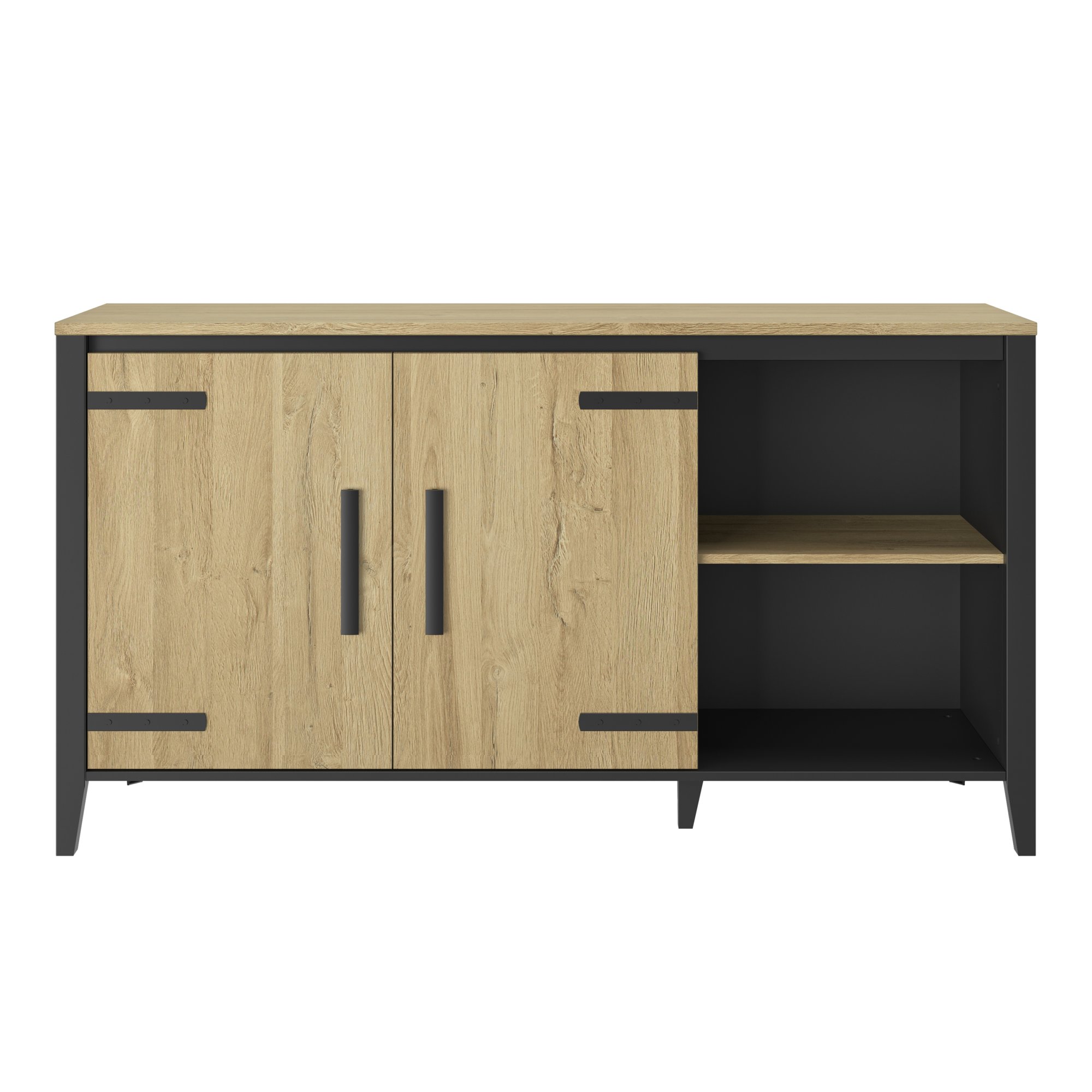 Buffet-2-portes-Cork-chene-dore-165cm-front-Gautier
