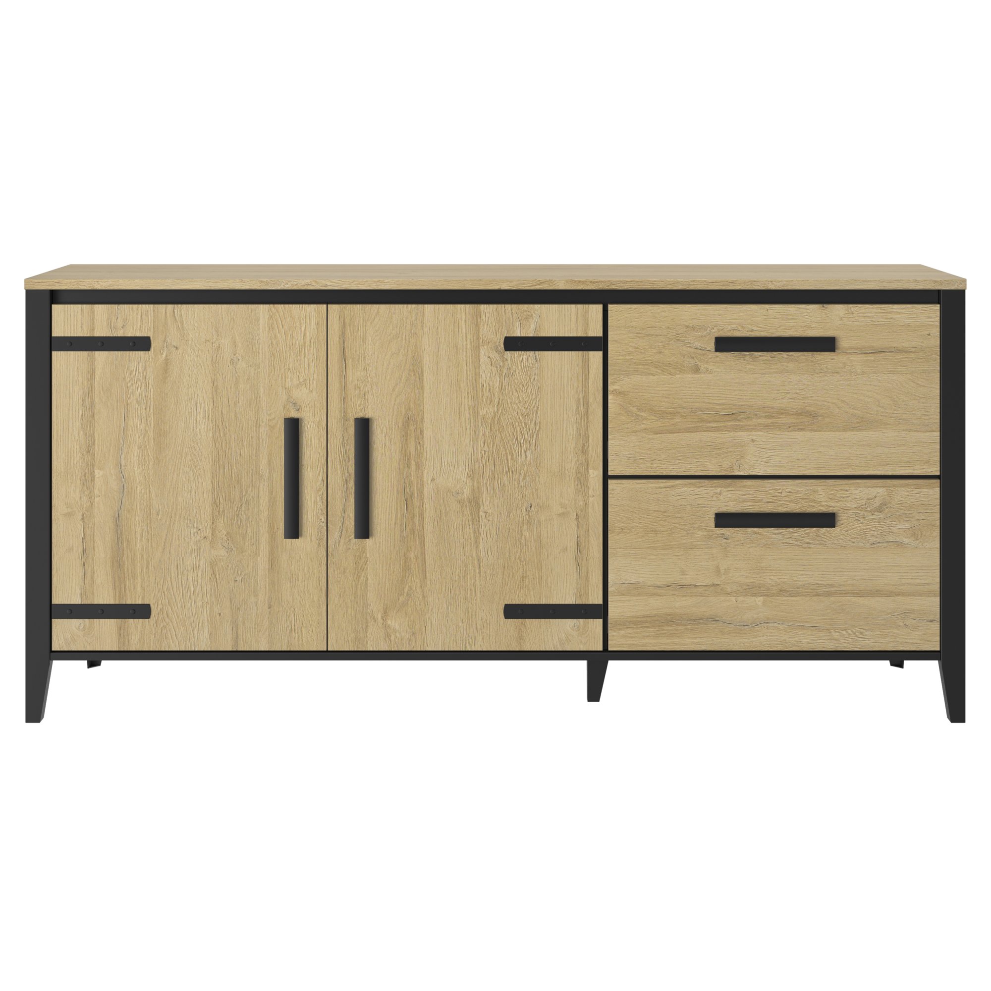 Buffet-2-portes-Cork-chene-dore-190cm-front-Gautier