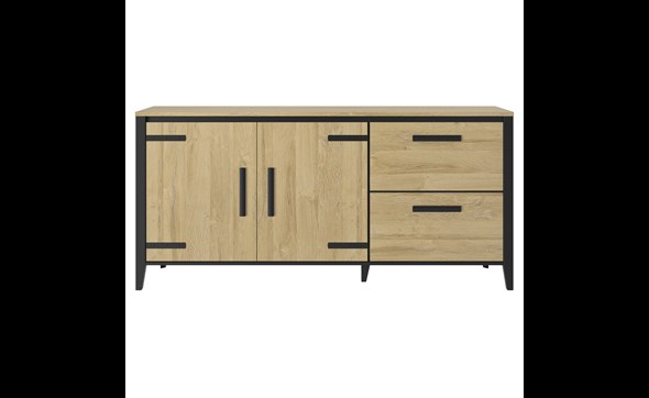 Buffet-2-portes-Cork-chene-dore-190cm-front-Gautier