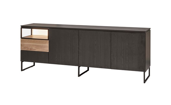 Buffet-3-portes-1-tiroir-1-niche-Portofino-decor-noir-vieux-chene-K616-242cm-DR1-Evan