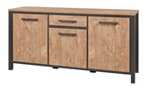 Buffet-3-portes-1-tiroir-Lovina-decor-bois-teak-noir-mat-K661-DR3-DR8-183cm-Meubar