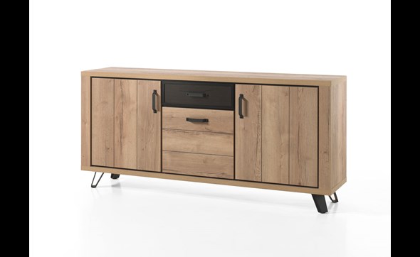 Buffet-3-portes-Andes-decor-bois-chene-metal-205cm-Comodi-Living