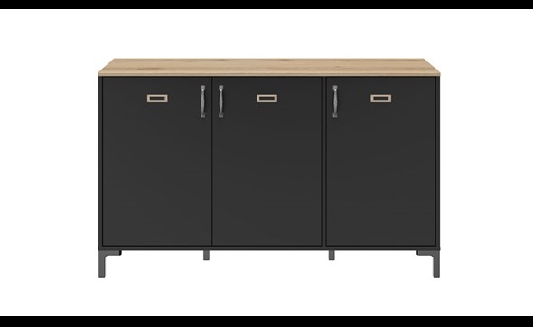 Buffet-3-portes-Diagone-Manchester-decor-noir-E16038-141cm-frontGautier