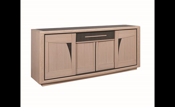 Buffet-4-portes-1-tiroir-Faro-incrustation-ceramique-gris-121200-teinte-naturel-309-Girardeau