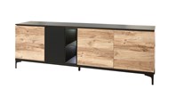 Buffet-4-portes-2-niches-Feniks-decor-chene-brun-hunton-noir-mat-K636-DR1-245cm-Evan
