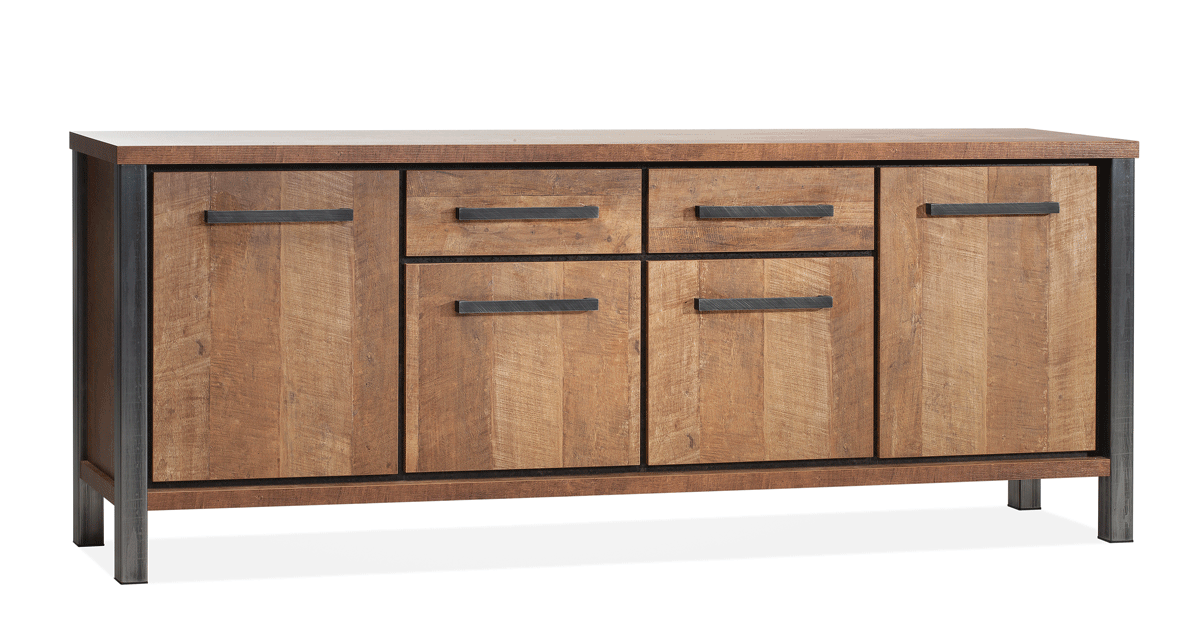 Buffet-4-portes-2-tiroirs-Kinga-lamulux-old-teak-240cm-Maxfurn