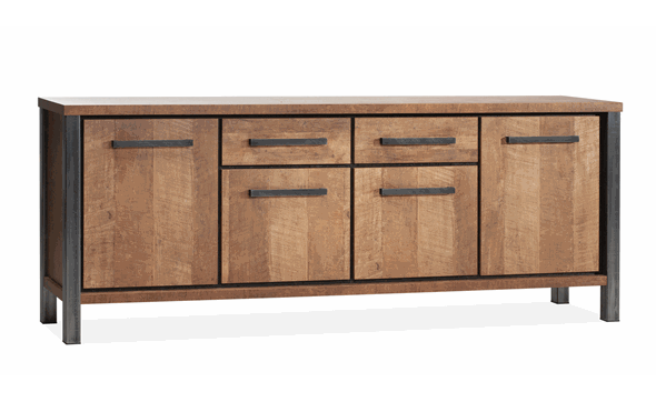 Buffet-4-portes-2-tiroirs-Kinga-lamulux-old-teak-240cm-Maxfurn