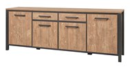 Buffet-4-portes-2-tiroirs-Lovina-decor-bois-teak-noir-mat-K661-DR1-DR6-240cm-Meubar