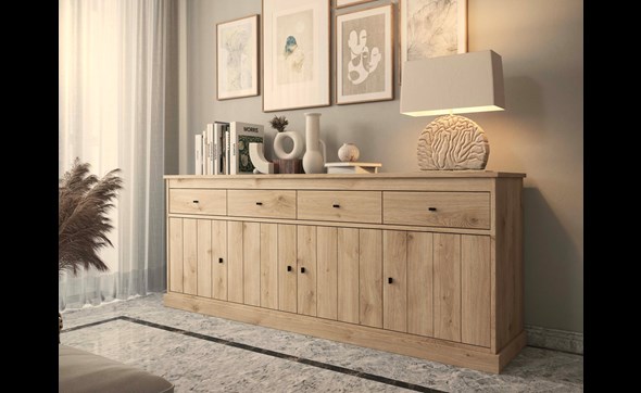Buffet-4-portes-Valencia-melamine-smoked-oak-Dullaert