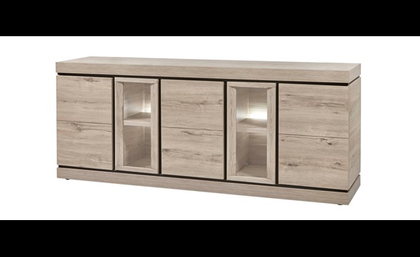 Buffet-5-portes-Belluno-decor-chene-brun-clair-K541-DR2-226cm-Evan