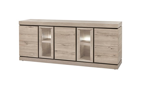 Buffet-5-portes-Belluno-decor-chene-brun-clair-K541-DR2-226cm-Evan