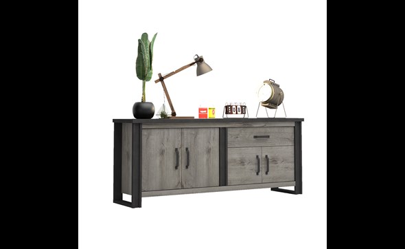Buffet-Baxter-decor-bois-anthracite-224cm-N°14-01-Sciae