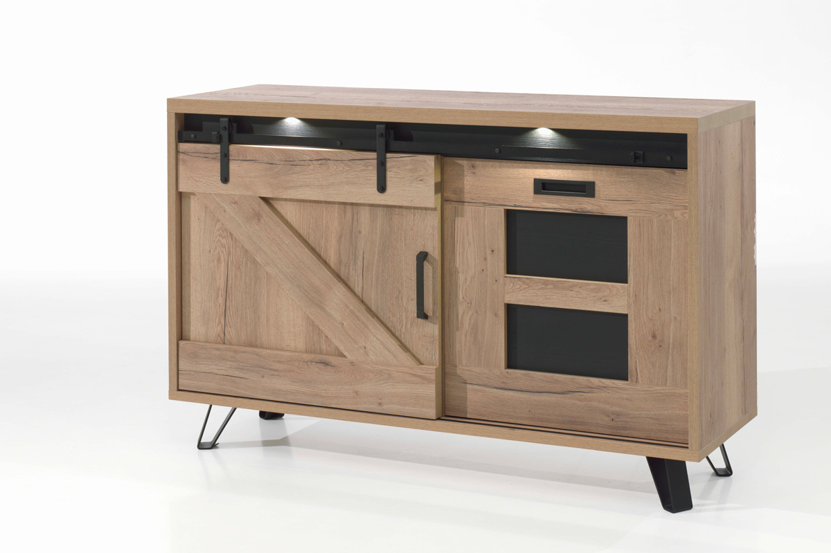 Buffet-Cuedo-melamine-chene-halifax-nature-148cm-Comodi-living