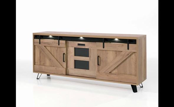 Buffet-Cuedo-melamine-chene-halifax-nature-225cm-Comodi-living