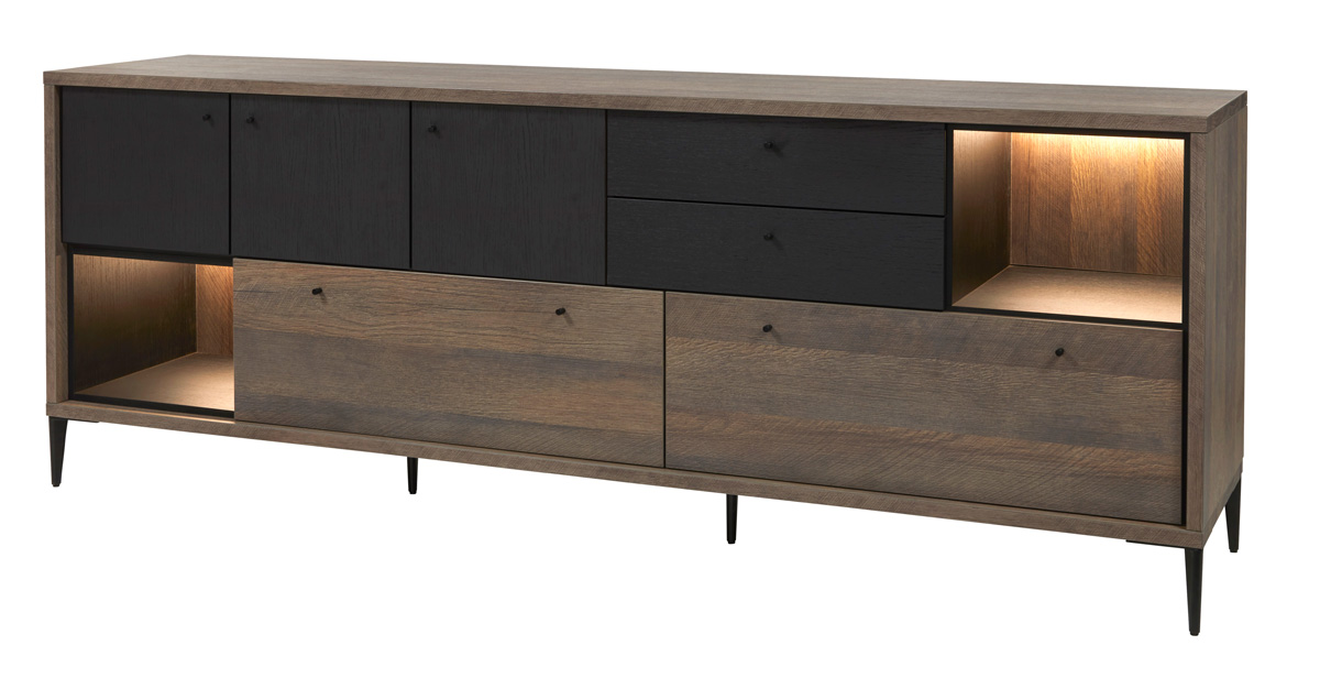Buffet-DR11-Trevi-golden-oak-elegant-black-side-Evan