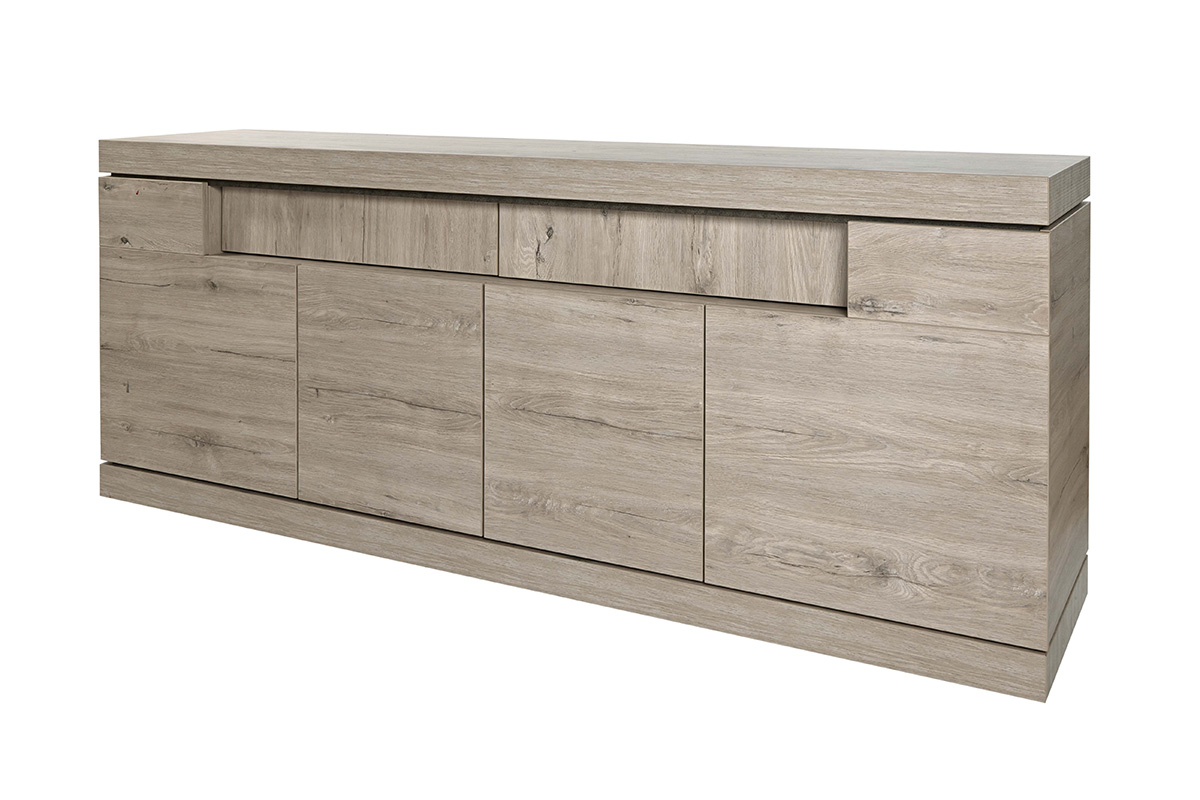 Buffet-DR2-Etna-decor-chene-gris-clair-marbre-K542-223cm-Evan