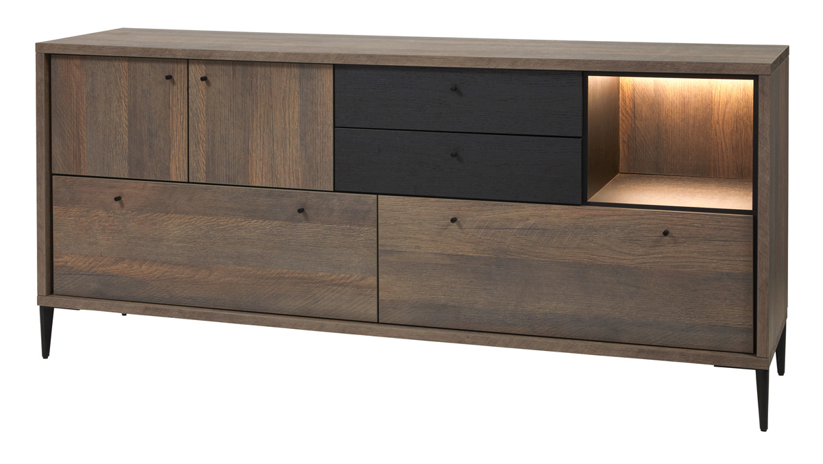 Buffet-DR2-Trevi-golden-oak-elegant-black-side-Evan