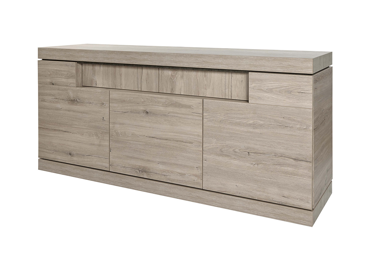 Buffet-DR3-Etna-decor-chene-gris-clair-marbre-K542-182cm-Evan