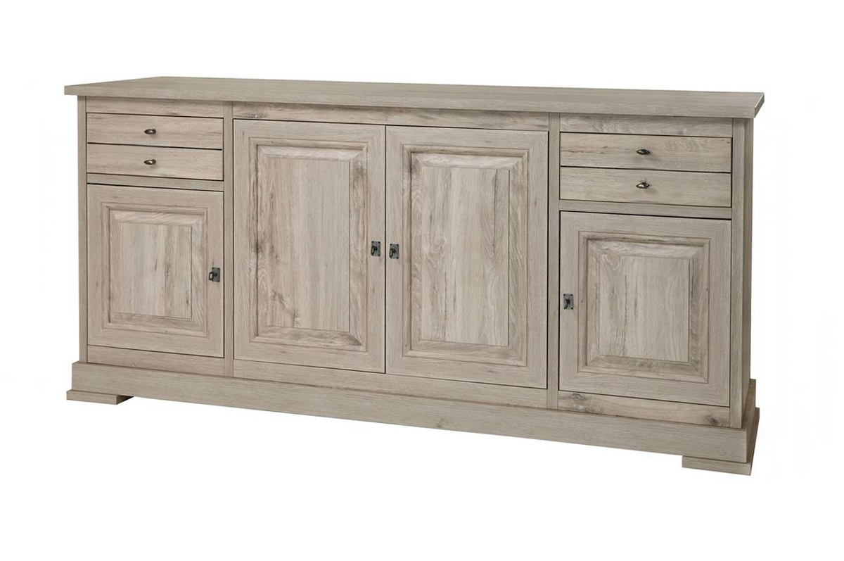 Buffet-Kent-decor-bois-chene-millenium-gris-clair-K540-DR8-196cm-Meubar