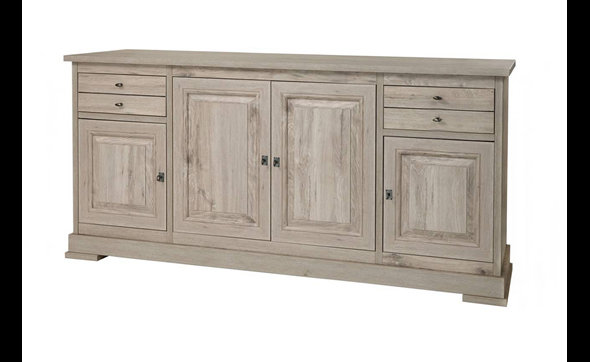 Buffet-Kent-decor-bois-chene-millenium-gris-clair-K540-DR8-196cm-Meubar