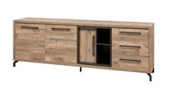 Buffet-Kuta-decor-bois-parquet-naturel-noir-mat-K632-DR6-243cm-Meubar
