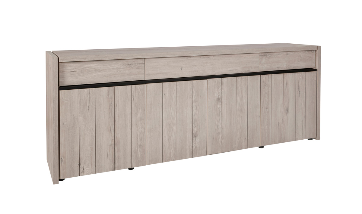 Buffet-Lucca-DR1-chene-millenium-gris-clair-noir-side-Evan