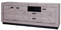 Buffet-Marseille-chene-wellington-metal-noir-220cm-Divaco