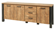 Buffet-Olivia-DR6-K662-orange-teak-wood-steel-look-Meubar