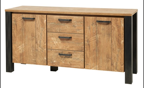 Buffet-Olivia-DR7-K662-orange-teak-wood-steel-look-Meubar