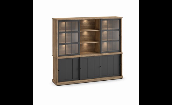 Buffet-Patio-DR1-3-portes-buffet-WB6-2-portes-vitrees-3-niches-K674-old-teak-black-front-Evan