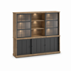 Buffet-Patio-DR1-3-portes-buffet-WB6-2-portes-vitrees-3-niches-K674-old-teak-black-front-Evan