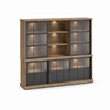 Buffet-Patio-DR1GL-3-portes-vitrees-dessus-buffet-WV6-2-portes-vitrees-3-niches-K674-old-teak-black-front-Evan