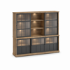 Buffet-Patio-DR1GL-3-portes-vitrees-dessus-buffet-WV6-2-portes-vitrees-3-niches-K674-old-teak-black-front-Evan
