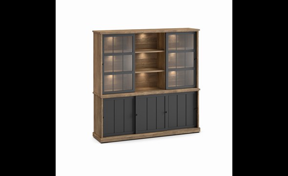 Buffet-Patio-DR2-3-portes-buffet-WV7-2-portes-vitrees-3-niches-K674-old-teak-black-front-Evan