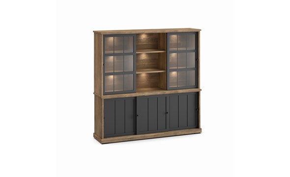 Buffet-Patio-DR2-3-portes-buffet-WV7-2-portes-vitrees-3-niches-K674-old-teak-black-front-Evan