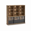 Buffet-Patio-DR2GL-3-portes-vitrees-dessus-buffet-WB7-ouvert-K674-old-teak-black-front-Evan