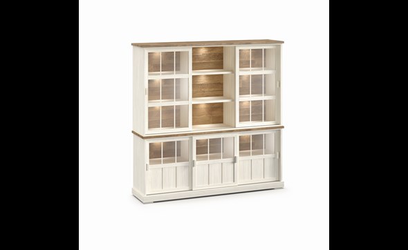 Buffet-Patio-DR2GL-3-portes-vitrees-dessus-buffet-WV7-2-portes-vitrees-3-niches-K468-larik-old-teak-front-Evan