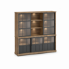 Buffet-Patio-DR2GL-3-portes-vitrees-dessus-buffet-WV7-2-portes-vitrees-3-niches-K674-old-teak-black-front-Evan