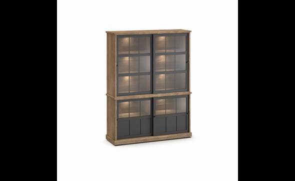 Buffet-Patio-DR3GL-2-portes-vitrees-dessus-buffet-WV8-2-portes-vitrees-K674-old-teak-black-front-Evan