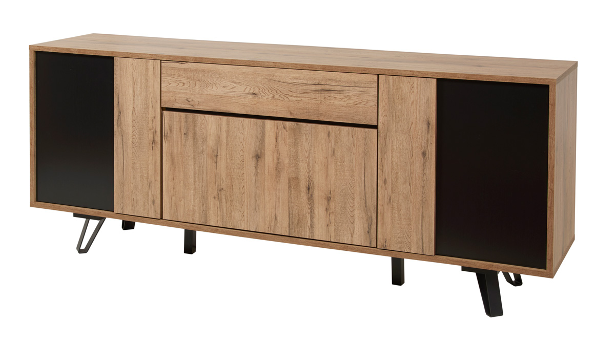 Buffet-Phenix-decor-bois-scarlet-oak-noir-220cm-GBO