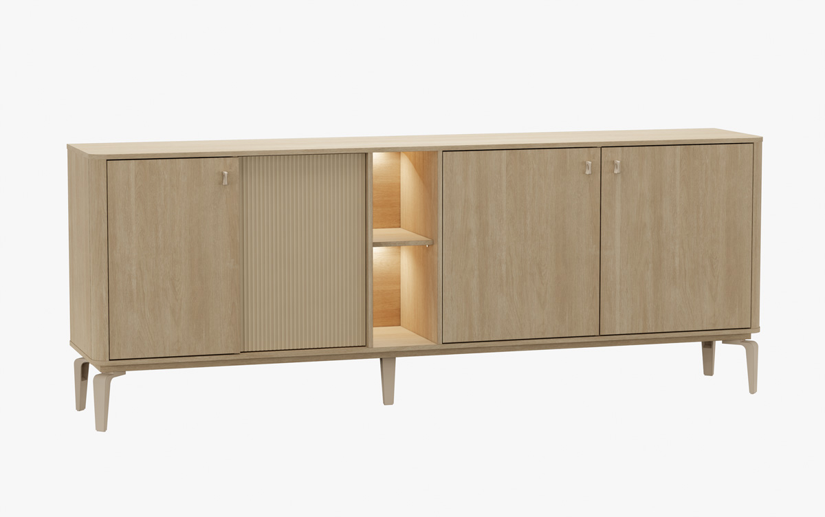 Buffet-Ravello-DR1-melamine-sand-oak-nat-champagne-side-Evan