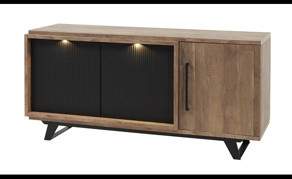 Buffet-Trentino-175cm-DR9-old-teak-matt-black-Meubar