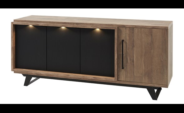 Buffet-Trentino-192cm-DR8-old-teak-matt-black-Meubar