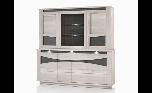 Buffet-vaisselier-Rinus-decor-chene-halifax-imitation-ceramique-avec-eclairage-225cm-Comodi-Living